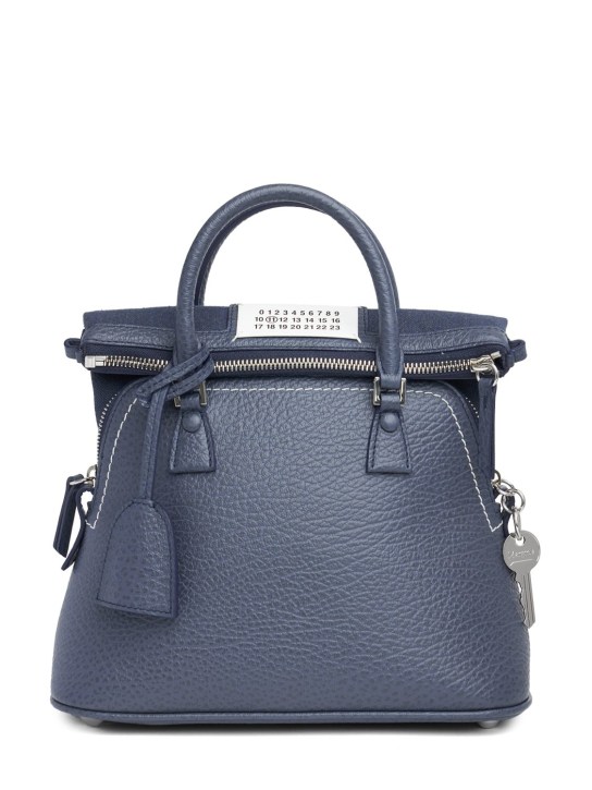 Maison Margiela: 5AC Mini grained leather top handle bag - Pewter - women_0 | Luisa Via Roma