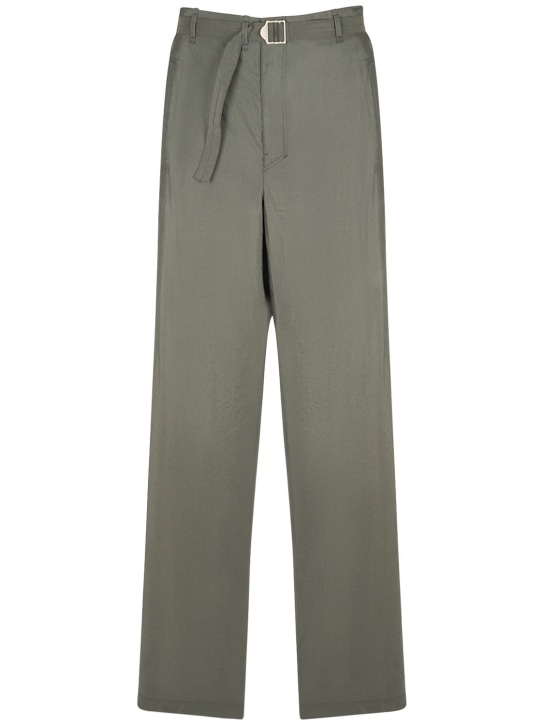 Lemaire: Seamless silk blend pants w/belt - Grey - men_0 | Luisa Via Roma