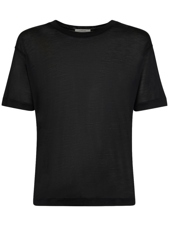 Lemaire: Soft silk t-shirt - Black - men_0 | Luisa Via Roma