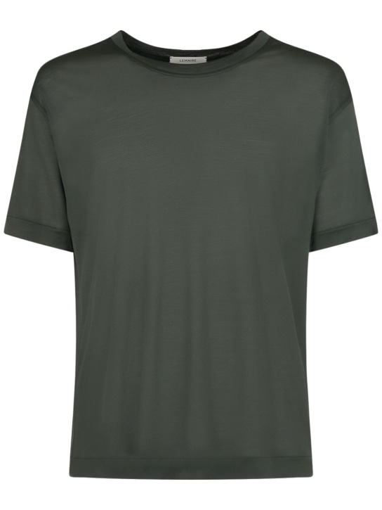 Lemaire: T-Shirt aus weicher Seide - Grün - men_0 | Luisa Via Roma