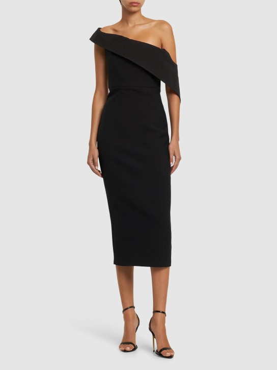 Roland Mouret: Asymmetric wool & silk midi dress - Black - women_1 | Luisa Via Roma