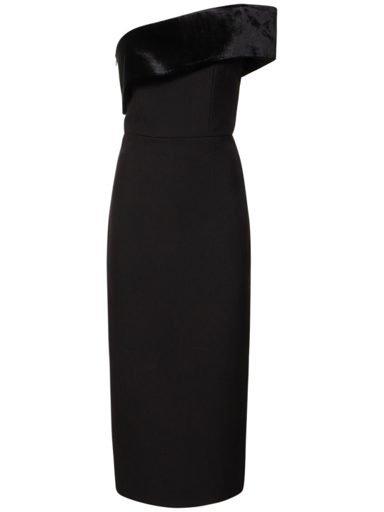 Roland Mouret: Asymmetric stretch cady midi dress - Black - women_0 | Luisa Via Roma