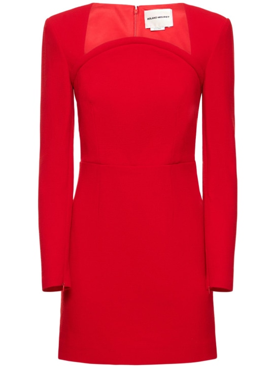 Roland Mouret: Long sleeve wool crepe mini dress - Kırmızı - women_0 | Luisa Via Roma