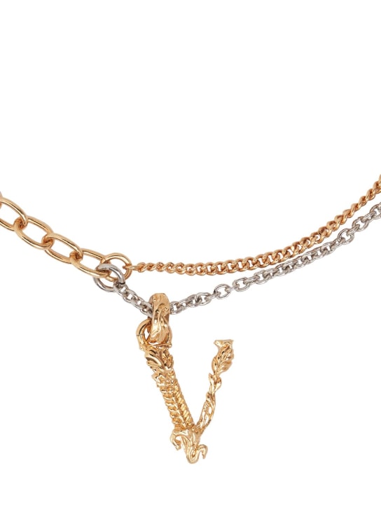 Versace: Bracelet à double tour - Or/Argent - women_1 | Luisa Via Roma