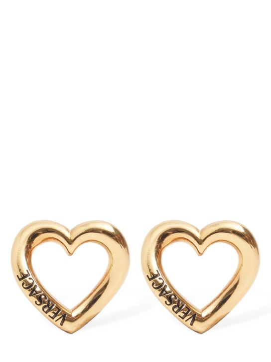 Versace: Heart shaped studs earrings - Altın Rengi - women_0 | Luisa Via Roma