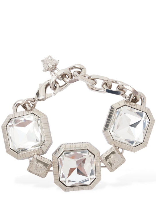Versace: Crystal collar necklace - Gümüş - women_0 | Luisa Via Roma