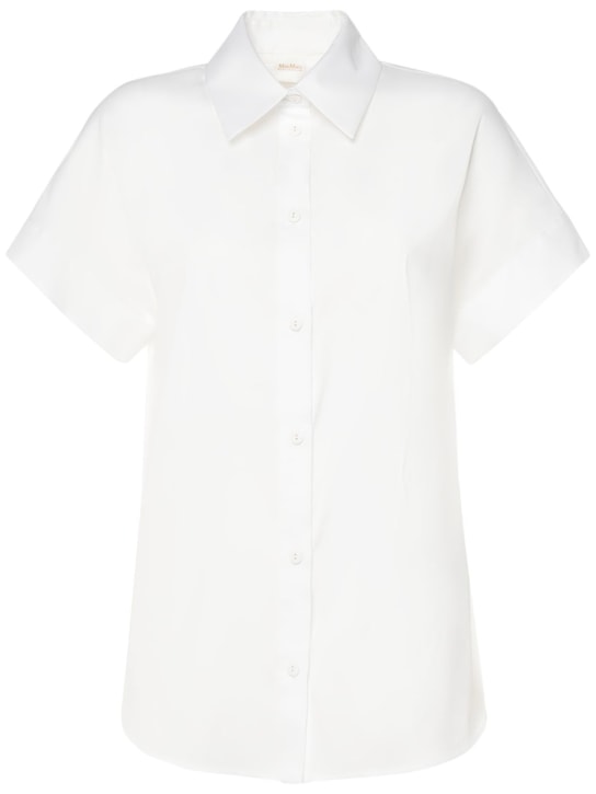 Max Mara: Kurzärmeliges Hemd aus Popeline „Oriana“ - Weiß - women_0 | Luisa Via Roma
