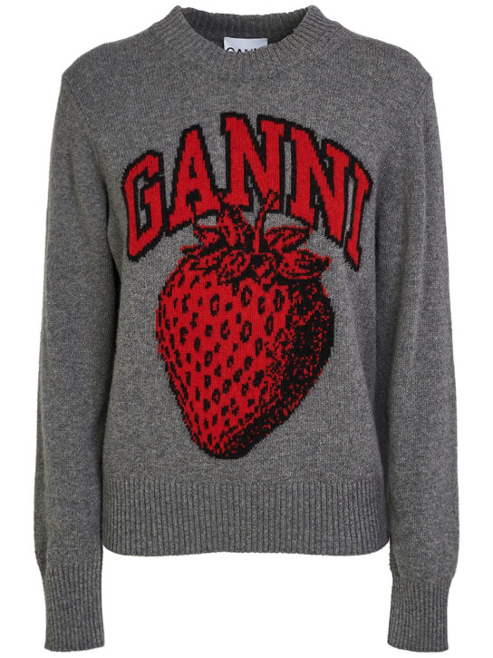 GANNI: 草莓logo羊毛混纺毛衣 - women_0 | Luisa Via Roma
