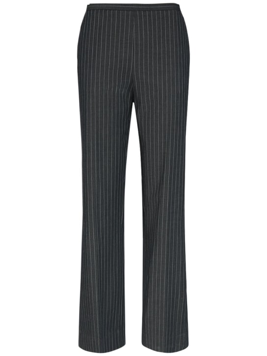 GANNI: Midrise stretch tech pinstripe pants - Grey - women_0 | Luisa Via Roma