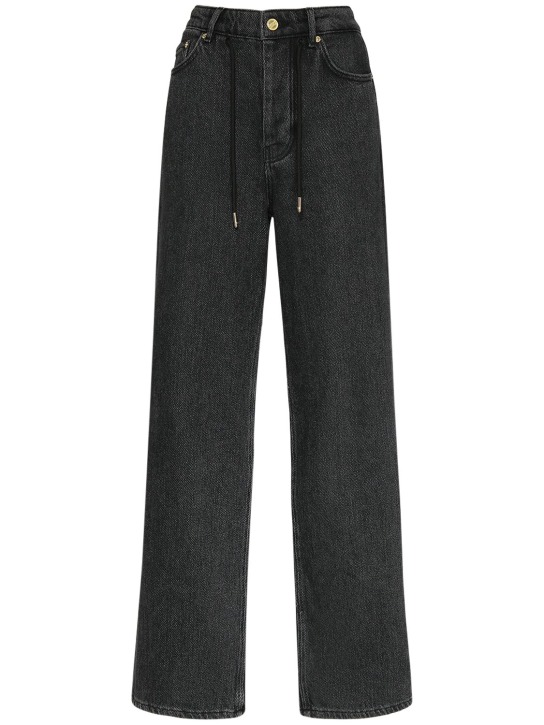 GANNI: Jeans in denim di cotone - Washed Black - women_0 | Luisa Via Roma