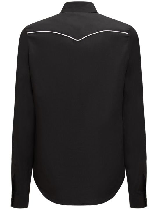 Balmain: Western lyocell shirt - Black/White - men_4 | Luisa Via Roma