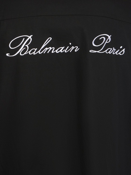 Balmain: Giacca in cotone con logo - Nero - men_5 | Luisa Via Roma