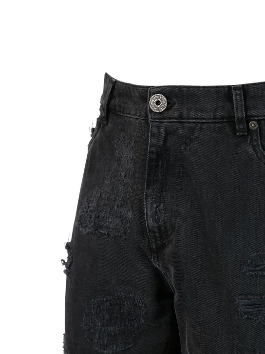 Balmain: Distressed straight denim jeans - Black - men_3 | Luisa Via Roma