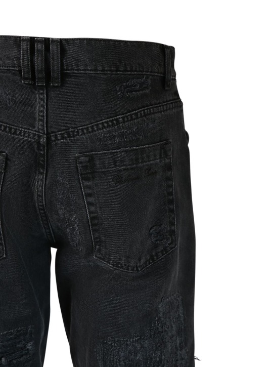 Balmain: Distressed straight denim jeans - Black - men_5 | Luisa Via Roma