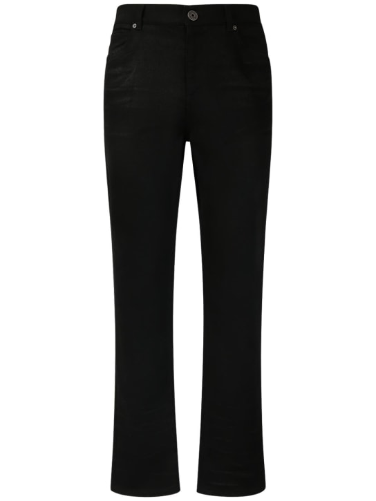 Balmain: Regular cotton denim pants - Black - men_5 | Luisa Via Roma