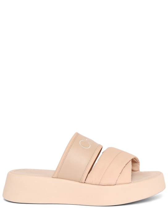 Chloé: 35mm Mila canvas platform sandals - women_0 | Luisa Via Roma