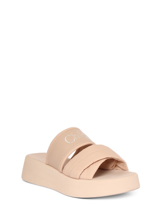 Chloé: 35mm Mila canvas platform sandals - women_1 | Luisa Via Roma