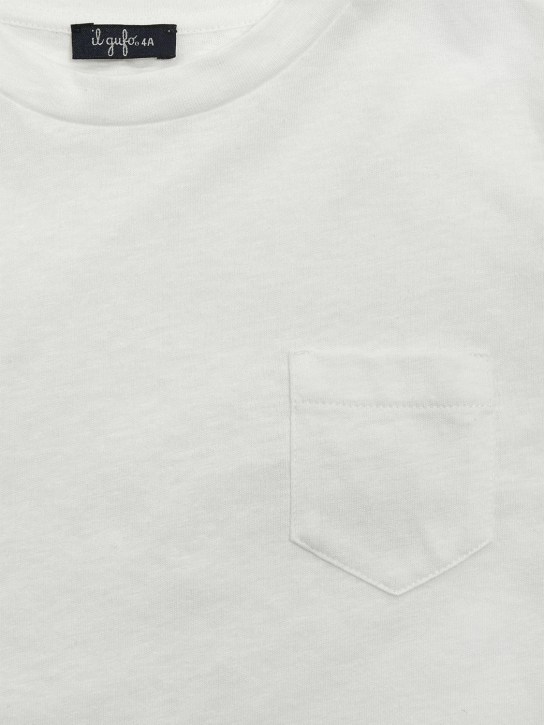 Il Gufo: T-shirt in cotone e lino / tasca - Off-White - kids-boys_1 | Luisa Via Roma