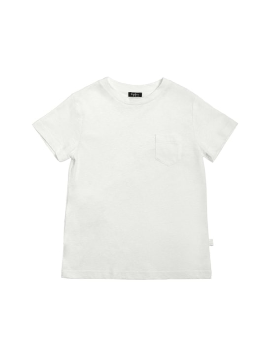 Il Gufo: T-shirt en coton et lin avec poche - Off-White - kids-boys_0 | Luisa Via Roma