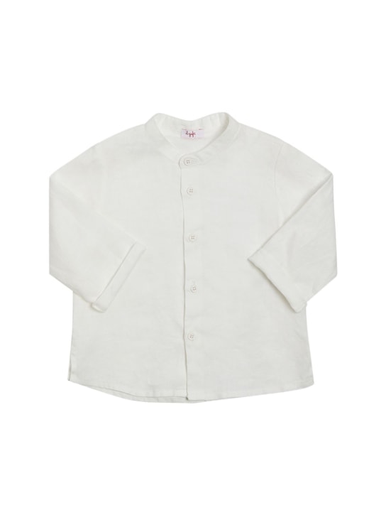 Il Gufo: Linen shirt & shorts - White/Beige - kids-boys_1 | Luisa Via Roma