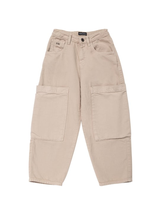 Emporio Armani: Cotton cargo pants - Khaki - kids-boys_0 | Luisa Via Roma