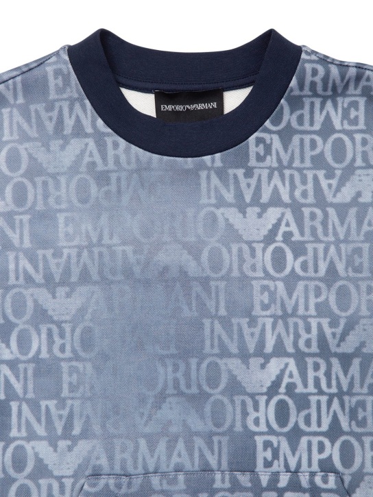 Emporio Armani: Cotton blend jersey crewneck sweatshirt - Light Blue - kids-boys_1 | Luisa Via Roma