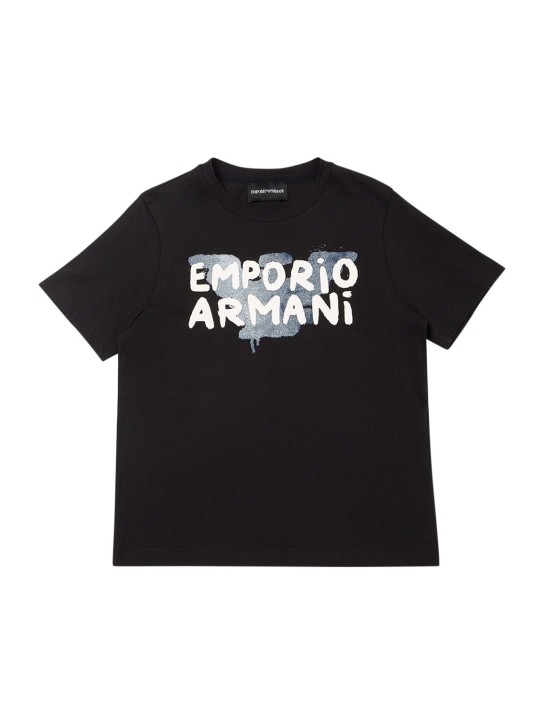 Emporio Armani: Pack of 3 printed cotton jersey t-shirts - Renkli - kids-boys_1 | Luisa Via Roma