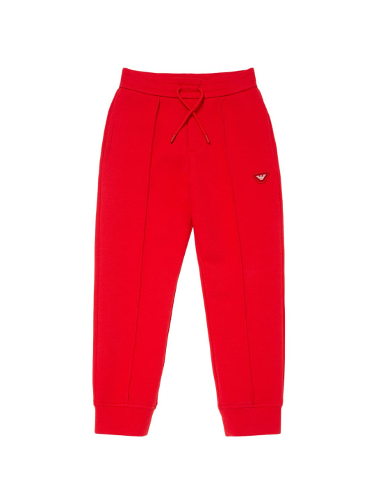 Emporio Armani: Pantalones deportivos de algodón - Rojo - kids-boys_0 | Luisa Via Roma