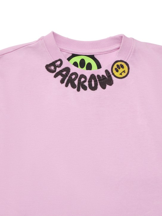 Barrow: 印花棉质平纹针织短款T恤 - 粉色 - kids-girls_1 | Luisa Via Roma