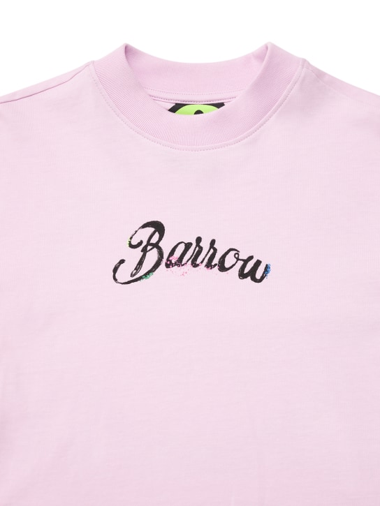 Barrow: Camiseta corta de algodón jersey estampada - Rosa - kids-girls_1 | Luisa Via Roma