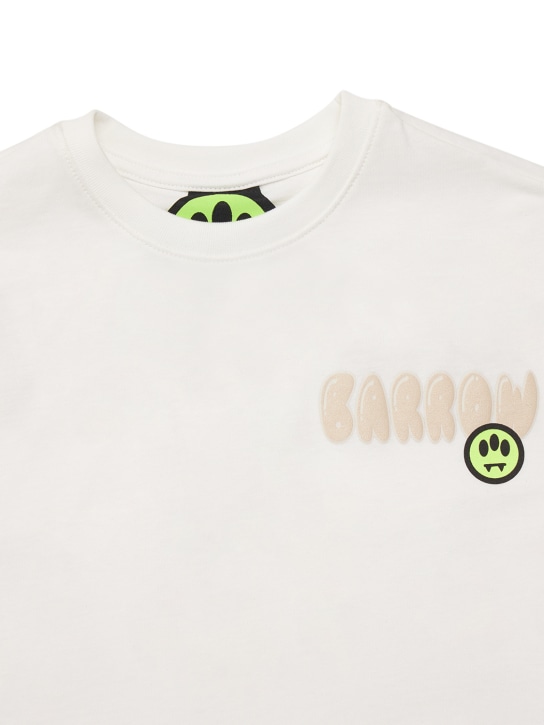 Barrow: Camiseta corta de algodón jersey estampada - Off-White - kids-girls_1 | Luisa Via Roma