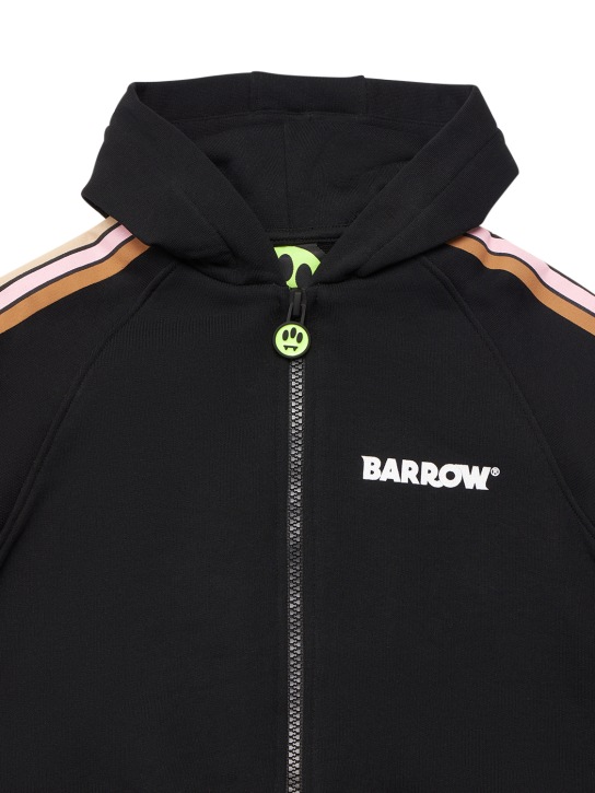 Barrow: Zip-up cotton sweatshirt hoodie - Black - kids-girls_1 | Luisa Via Roma