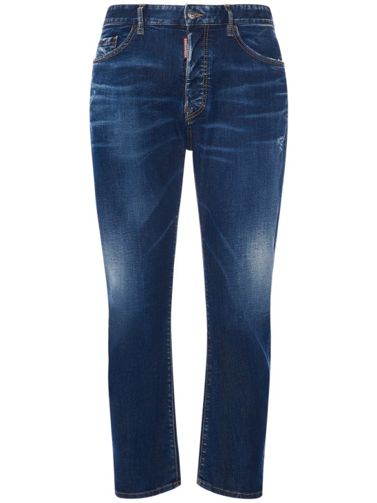 Dsquared2: Jeans de denim de algodón stretch bordados - Azul - men_0 | Luisa Via Roma