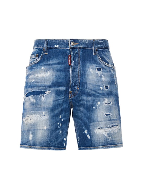 Dsquared2: Shorts de algodón stretch - Azul - men_0 | Luisa Via Roma
