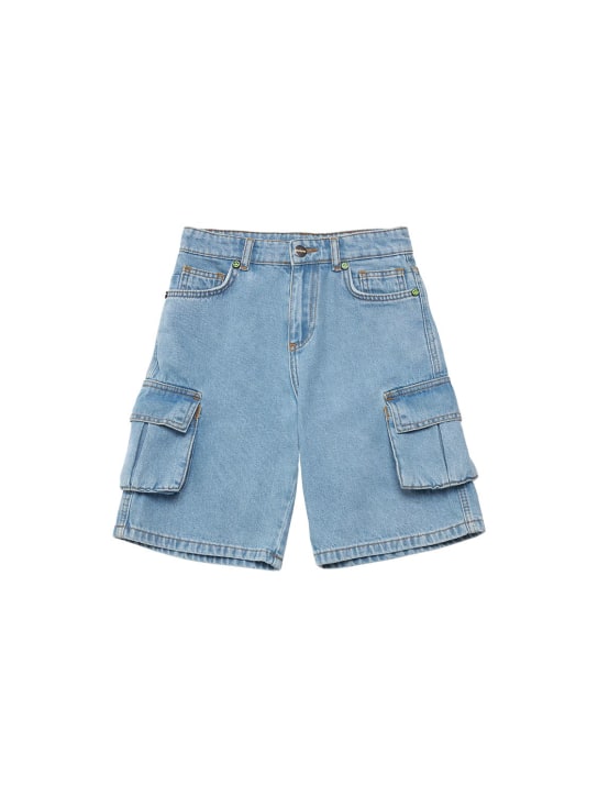 Barrow: Shorts cargo de denim de algodón - Azul Claro - kids-girls_0 | Luisa Via Roma