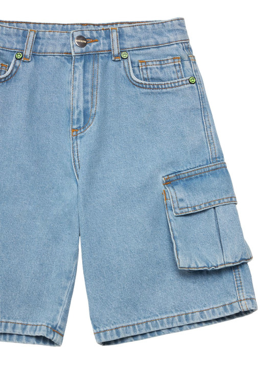 Barrow: Cotton denim cargo shorts - Light Blue - kids-boys_1 | Luisa Via Roma