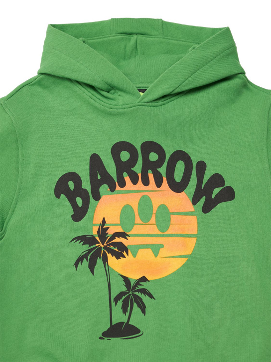 Barrow: Printed cotton sweatshirt hoodie - Green - kids-boys_1 | Luisa Via Roma