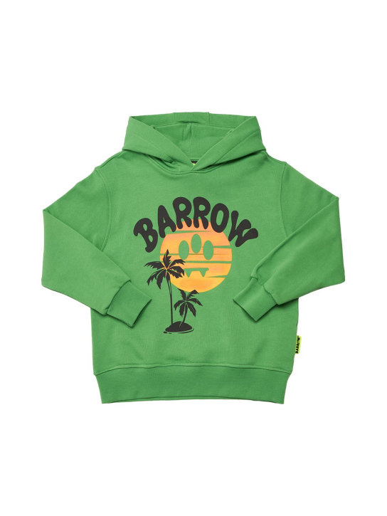 Barrow: Printed cotton sweatshirt hoodie - Green - kids-girls_0 | Luisa Via Roma