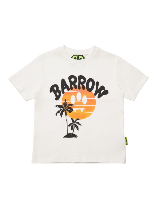 Barrow: T-shirt en jersey de coton imprimé - Off-White - kids-boys_0 | Luisa Via Roma