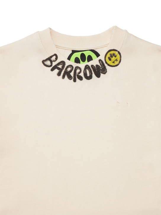 Barrow: 印花棉质平纹针织T恤 - 米黄色 - kids-boys_1 | Luisa Via Roma