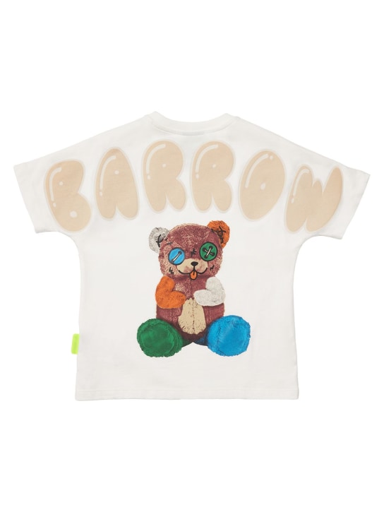 Barrow: 印花棉质平纹针织T恤 - 米白色 - kids-boys_0 | Luisa Via Roma