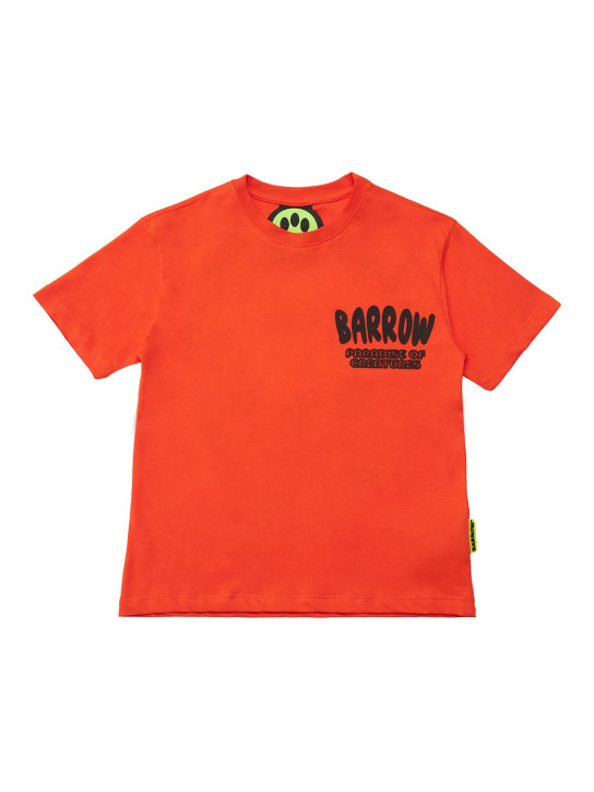 Barrow: 印花棉质平纹针织T恤 - 橙色 - kids-boys_0 | Luisa Via Roma