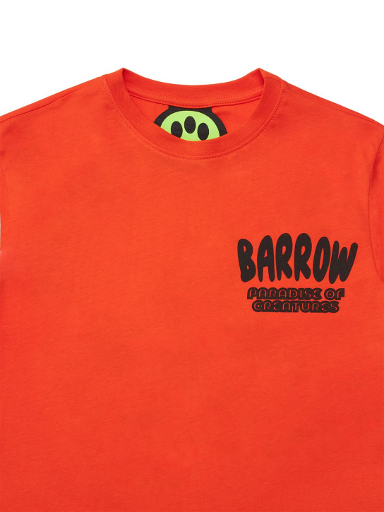 Barrow: 印花棉质平纹针织T恤 - 橙色 - kids-boys_1 | Luisa Via Roma