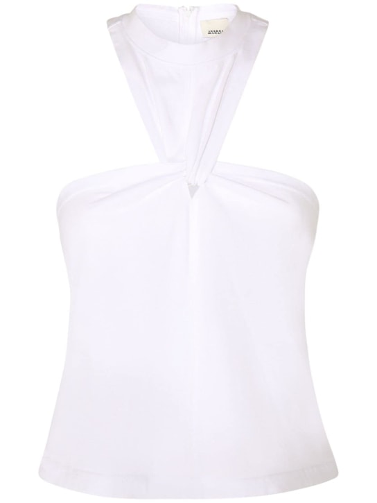 Isabel Marant: Zineba triangle cutout cotton top - White - women_0 | Luisa Via Roma