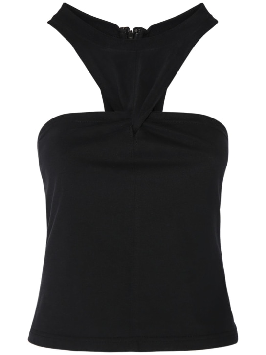 Isabel Marant: Zineba triangle cutout cotton top - Siyah - women_0 | Luisa Via Roma