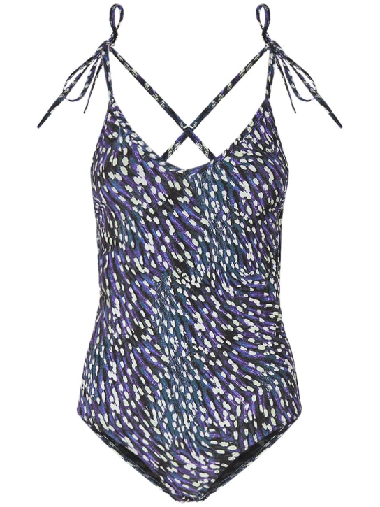Isabel Marant: Swan printed one piece swimsuit - Blue - women_0 | Luisa Via Roma