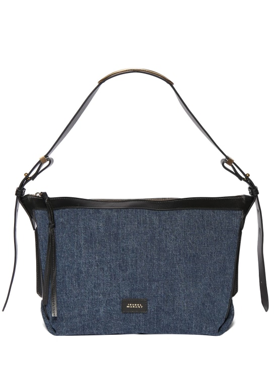 Isabel Marant: Leyden cotton shoulder bag - Dark Blue - women_0 | Luisa Via Roma