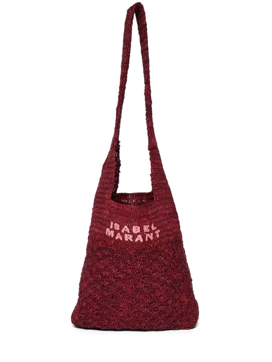 Isabel Marant: Petit sac cabas en raphia Praia - Dark Plum - women_0 | Luisa Via Roma