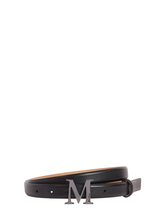 Max Mara: 20mm Classic leather belt - Black - women_0 | Luisa Via Roma