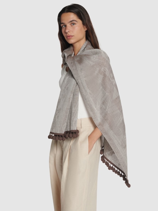Max Mara: Fumana wool & linen scarf - Testa Moro - women_1 | Luisa Via Roma